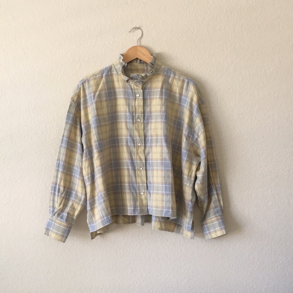 Isabel Etoile Marant Flannel Shirt ilaria Ruffle Collar Plaid